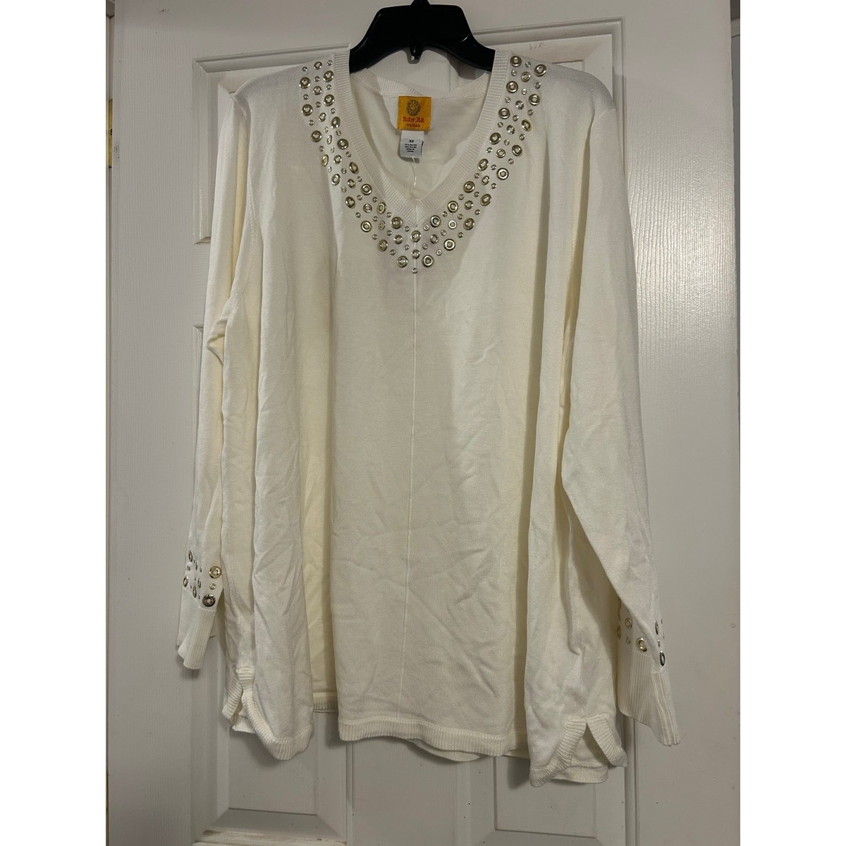 Ruby Rd. Embellished V-Neck Sweater